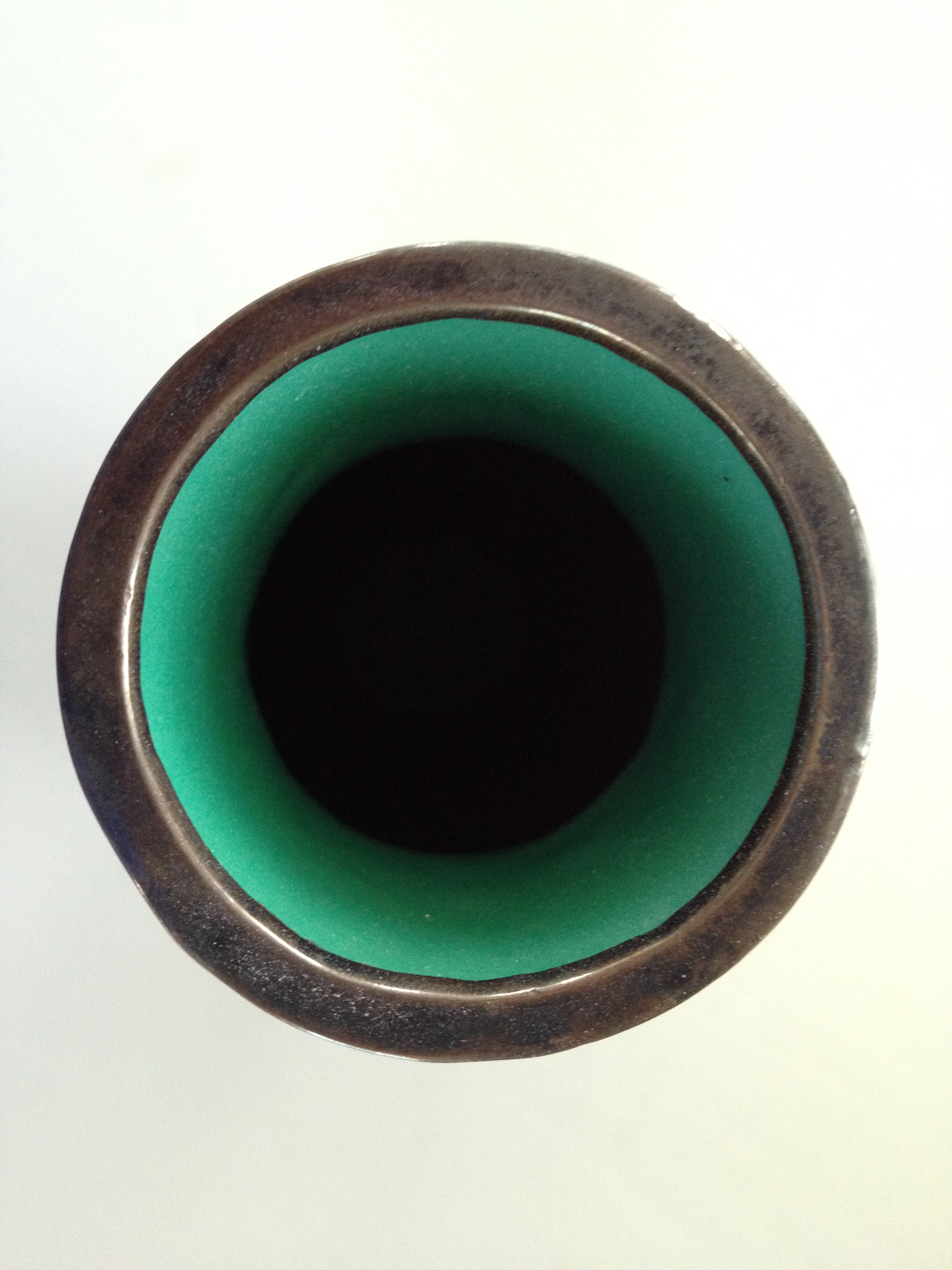 Green Vase - Top View, Metal Rim