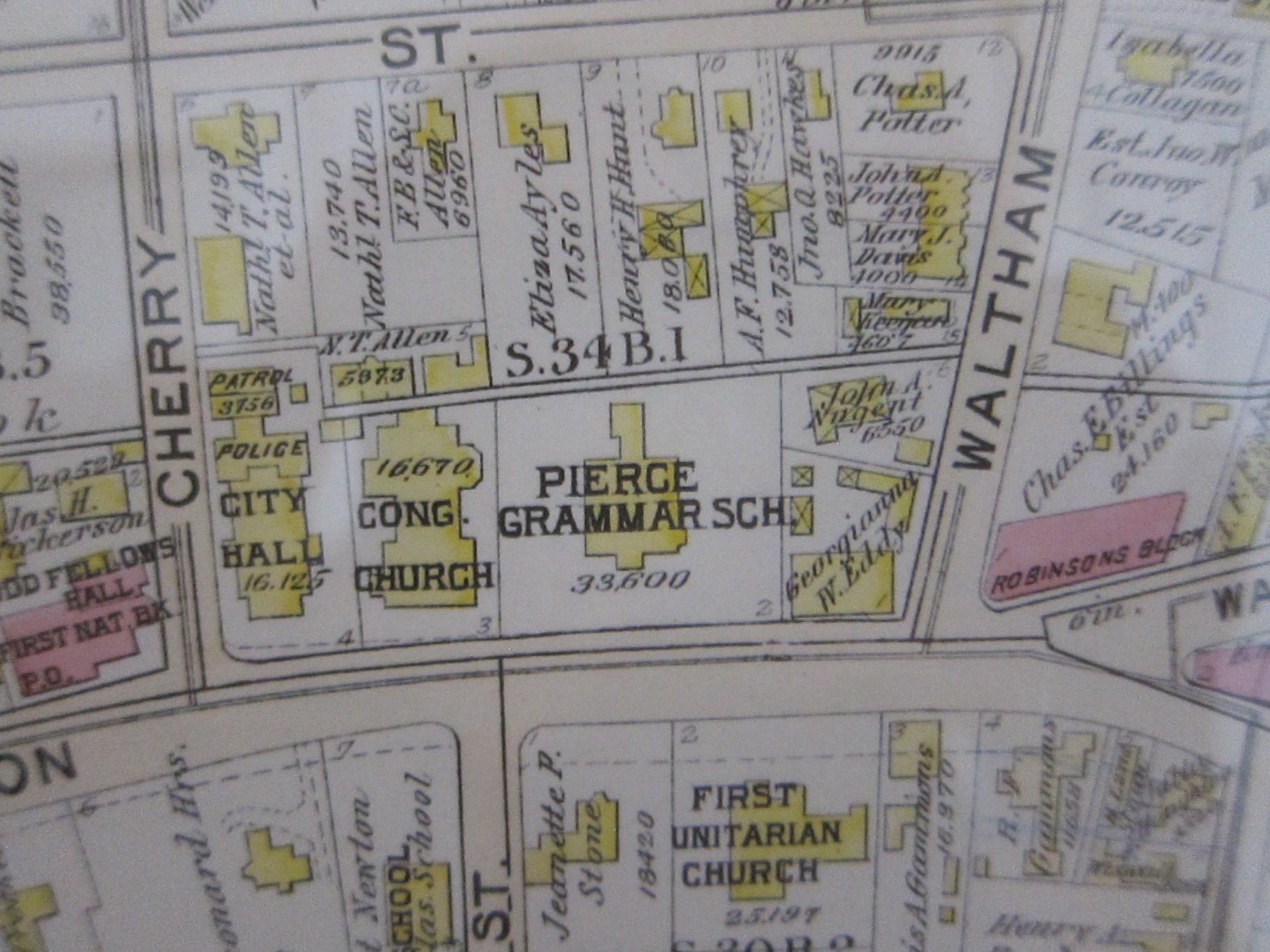 Close-up of 1917 Map of West Newton
