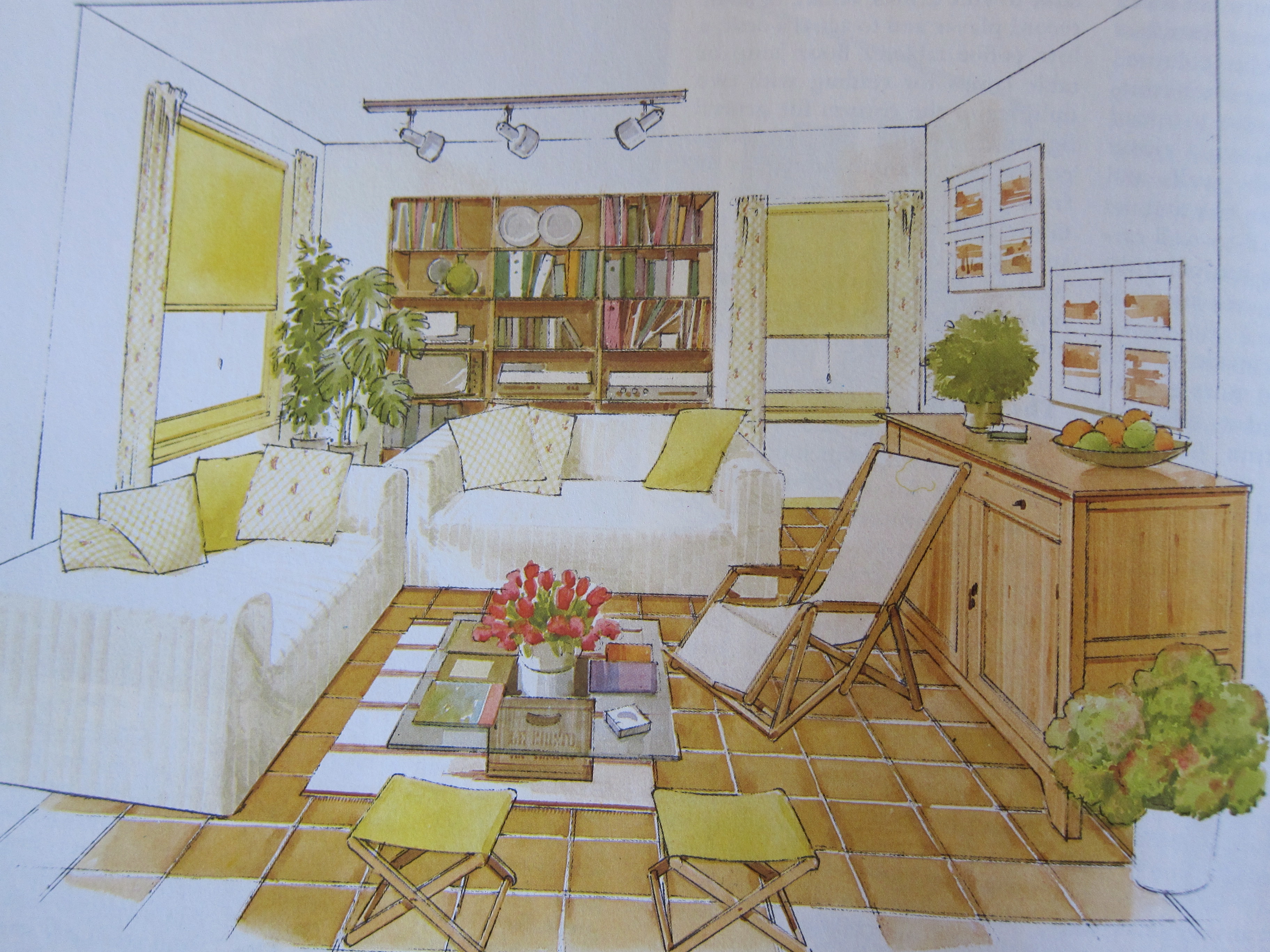 Interior Design Rendering from 1980s