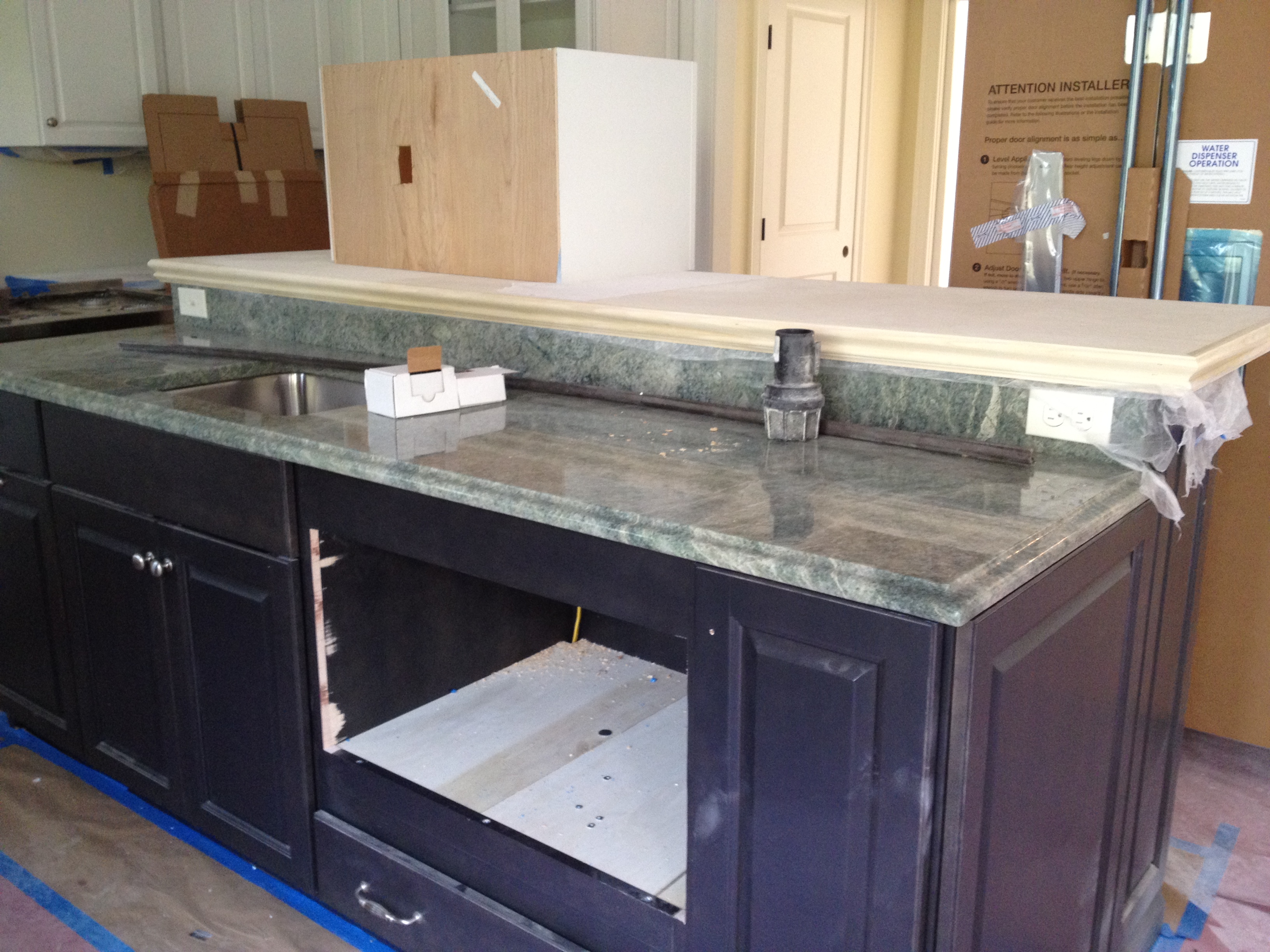 Costa Esmeralda Countertop on Gray Island