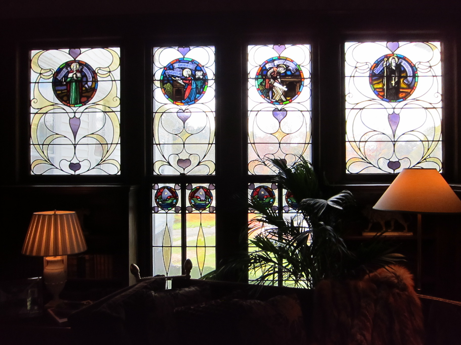 Stained Glass in Gentleman's Library, JLB Show House 2012