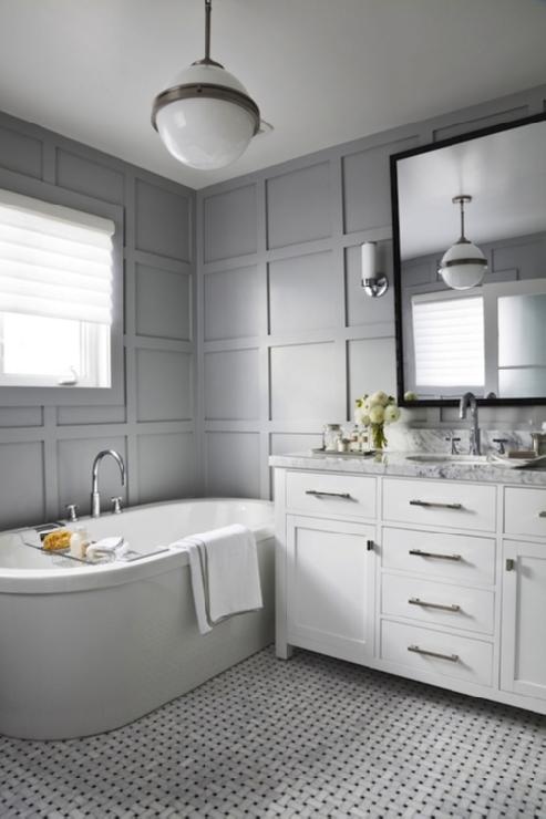 White & Gray Bathroom with Carrara Marble